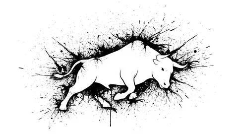 Dynamic bull silhouette Illustrazione stock