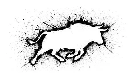 Dynamic bull silhouette Stock Illustration