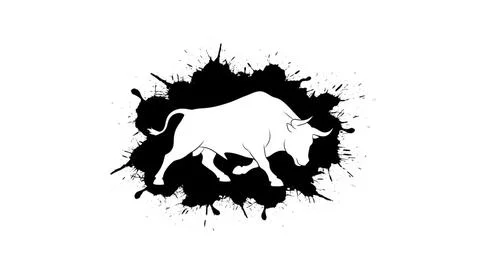 Dynamic bull silhouette splash Illustrazione stock