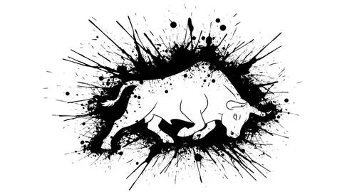 Dynamic bull splash art Stock Illustration