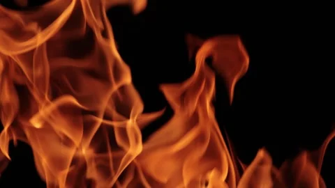 Dynamic burning fire flames on black background in slow motion cinematic vi.. Stock Footage 337337067