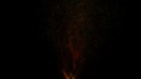 Dynamic Burning Flame with Twisting Motion and Flying Colored Particles Stock-Footage 314856968