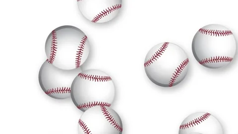 Dynamic Burst of Baseball Balls Falling on White Background Stock Footage 344836310