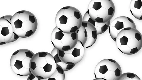 Dynamic Burst of Soccer Balls Bouncing on White Background Stock Footage 346274348