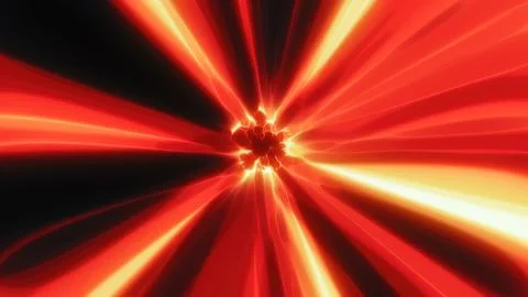 A dynamic burst of vibrant red and yellow light rays creating high-energy tun Stock Illustration