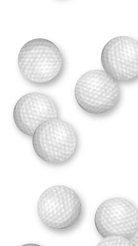 Dynamic Burst of White Golf Balls Falling on White Background Stock Footage 344936821