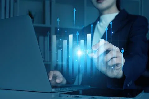 Dynamic Business Collage with Graphs, Technology, and Professional Elements for Foto stock