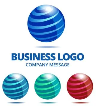 Dynamic Business Globe Logo in Four Colors Stock Illustration