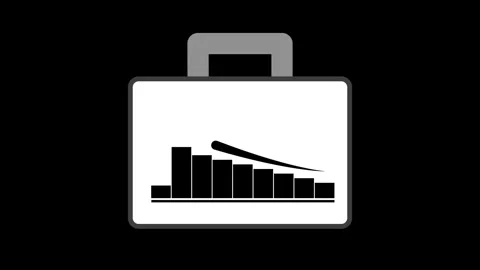 Dynamic Business Graph Chart Icon Animation with bag for Financial Insights. Stock Footage 286145537