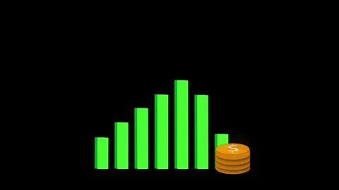 Dynamic business graph icon animation with dollar coin and growth arrow hig.. Stock Footage 313422108