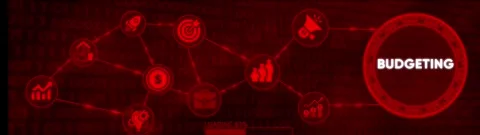 Dynamic business network visualization with red icons on binary code backgr.. Stock Footage 332396149