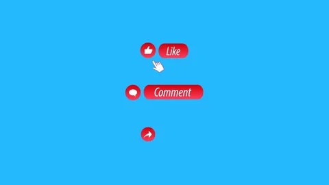 Dynamic buttons for youtube like, comment, share. Animation. Stock Footage 151627481
