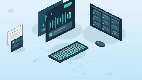 Dynamic Call Center Operations with Animated Graphs and Data Visualizations Stock Footage 339752409