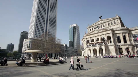 Dynamic camera shot of Opernplatz Frankfurt, Germany Stock-Footage 36768285