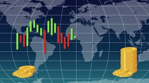 Dynamic Candlestick Chart Animation with Global Financial Theme Stock Footage 309093541