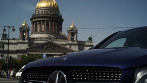 Dynamic car shooting on the square. Stock Footage 150107296