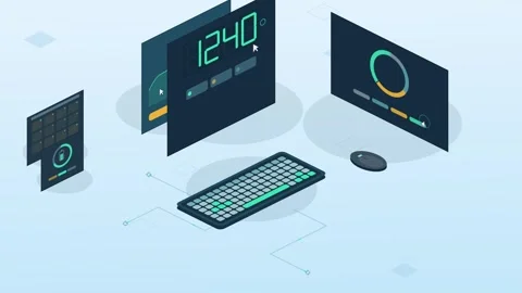 Dynamic carbon impact reporting animation with graphs and data visualization Stock Footage 339752413