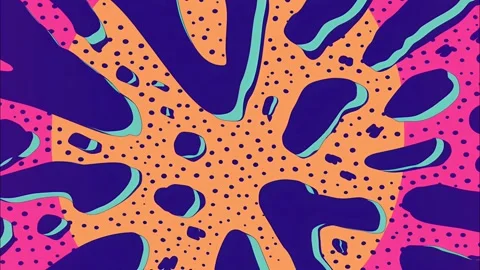 Dynamic cartoon pop art pattern with funky stains and colorful dots Stock Footage 315245325