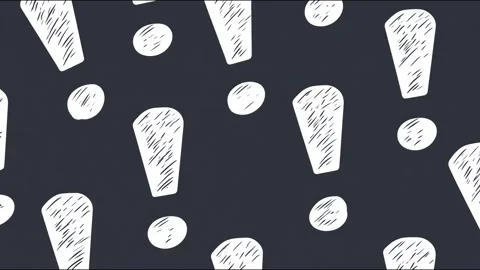 Dynamic chalk exclamation animation on dark background Stock Footage 314666354