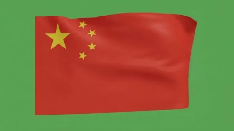 Dynamic China flag waving in the wind against a green screen background effect Stock Footage 320148406