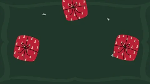 Dynamic christmas holiday presents falling in seamless loop on a dark green.. Video stock 338397187
