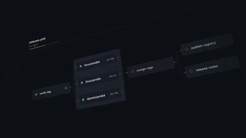 Dynamic CI CD Release Process Visualization Featuring Dark UI Elements with Job 스톡 동영상 341183933