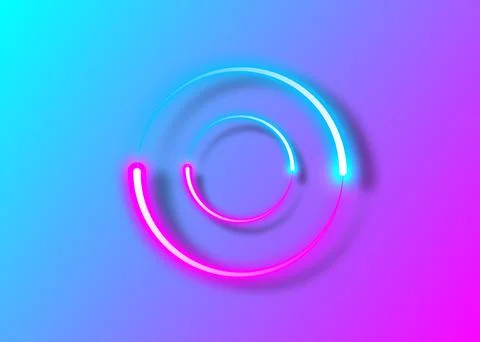 Dynamic circles neon effect, Sci-Fi Futuristic Gradient Blue Purple Pink Neon Illustrazione stock
