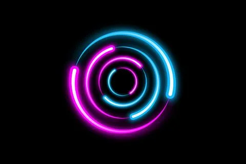 Dynamic circles neon effect Sci-Fi Futuristic Abstract Gradient Blue  Pink Neon Illustrazione stock