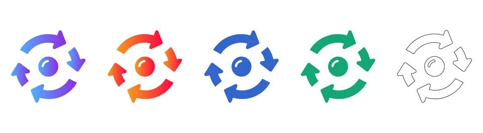 Dynamic Circular Flow and Progress Icons 库存插图