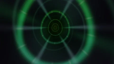 Dynamic circular green patterns on a dark background Stock Footage 340386246
