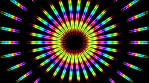 Dynamic circular light patterns expressing energy in vibrant colors at night Stock Footage 296042769
