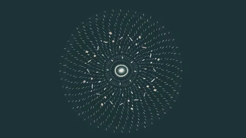 Dynamic circular motion of lines and shapes in dark background Stock Footage 337385233
