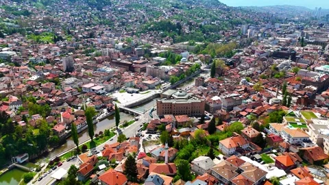 Dynamic City Life Captured from Above Stock Footage 296360809