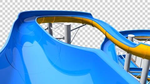Dynamic Close Up of Blue and Yellow Waterpark Slide Isolated Stock Illustration