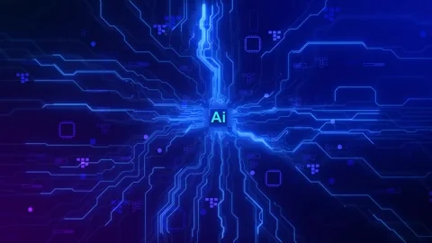 Dynamic Close-up of Futuristic AI Accelerated Chip Connection. Next Generation Stock Footage 312171485