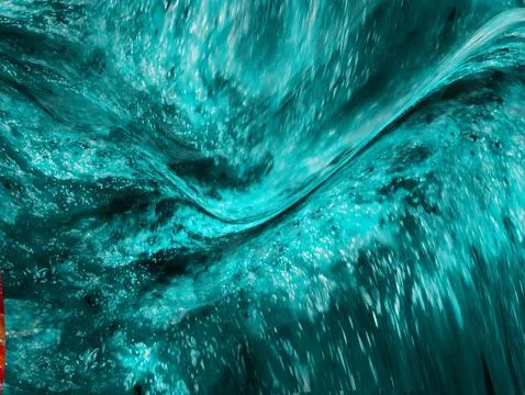 Dynamic close-up of a turquoise ocean wave with textured foam and splashing.. Stock Illustration