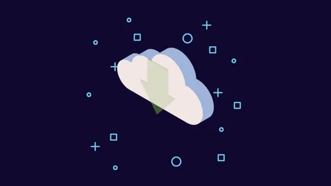 Dynamic cloud download motion graphic with arrow and abstract shapes. Видео 334268789
