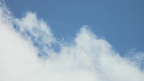 Dynamic cloud formation changing shape in blue sky, natural atmospheric movement Video stock 332218866