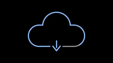 Dynamic Cloud Icon Animation with an download function button Video stock 293464768