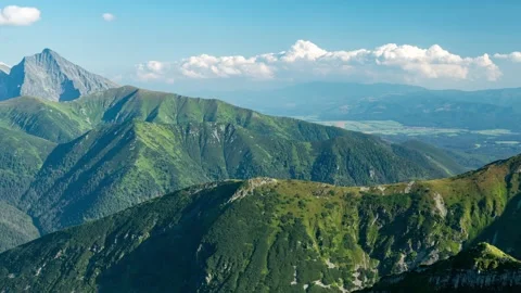 Dynamic Cloud Movement over Tatra Mountains in Daylight Timelapse Stock Footage 308190561