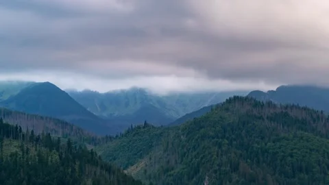 Dynamic Cloud Movement Over Tatra Mountains - Poland Timelapse Stock Footage 308190819