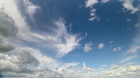 Dynamic Cloud Patterns in a Clear Blue Sky Natures Artwork Unfolding Every Day Stock Photos