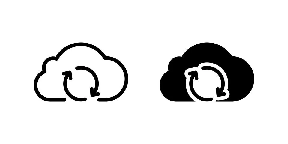 Dynamic cloud sync icon illustrating data synchronization, transfer, and co.. Stock Illustration