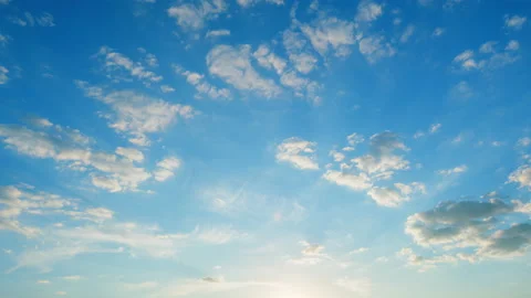 Dynamic cloud time-lapse from calm blue skies to cloudy. Puffy fluffy white Stock Footage 203536960