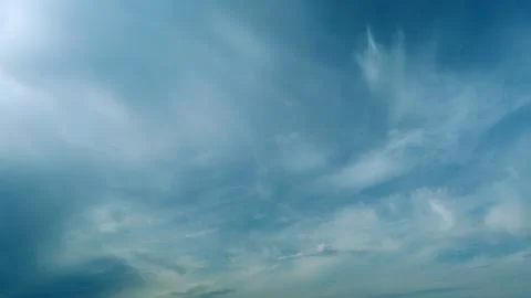Dynamic cloud time-lapse from calm blue skies to cloudy. Puffy fluffy white Stock Photos