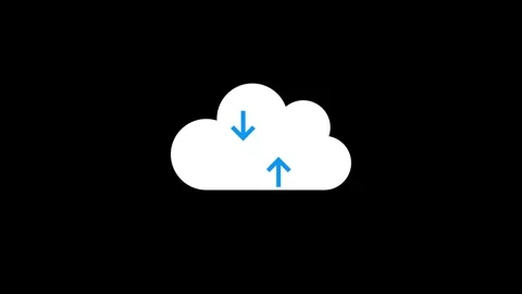 Dynamic cloud upload and download icon animation illustrating data transfer.. Stock Footage 317901141