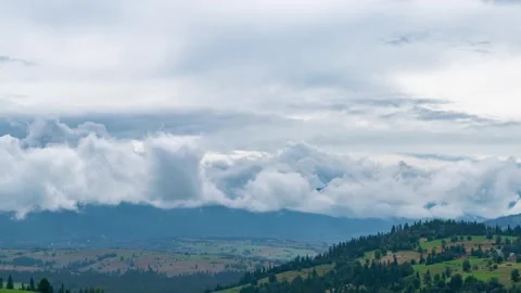 Dynamic Clouds Over Tatra Mountains Afternoon Rain - Summer Vista Stock Footage 282128936