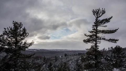 Dynamic clouds over winter landscape Stock-Footage 72803748
