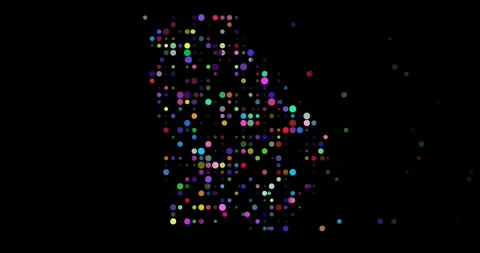 Dynamic Cluster of Falling Dots Forming Georgia USA State Map Stock Footage 321294711