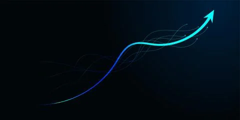 A dynamic cluster of wavy lines converges into stylized Arrows surging diag.. Stock Illustration